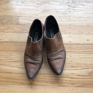Vintage Guess by Georges Marciano Brown Leather Western Loafer Ankle Booties 8.5